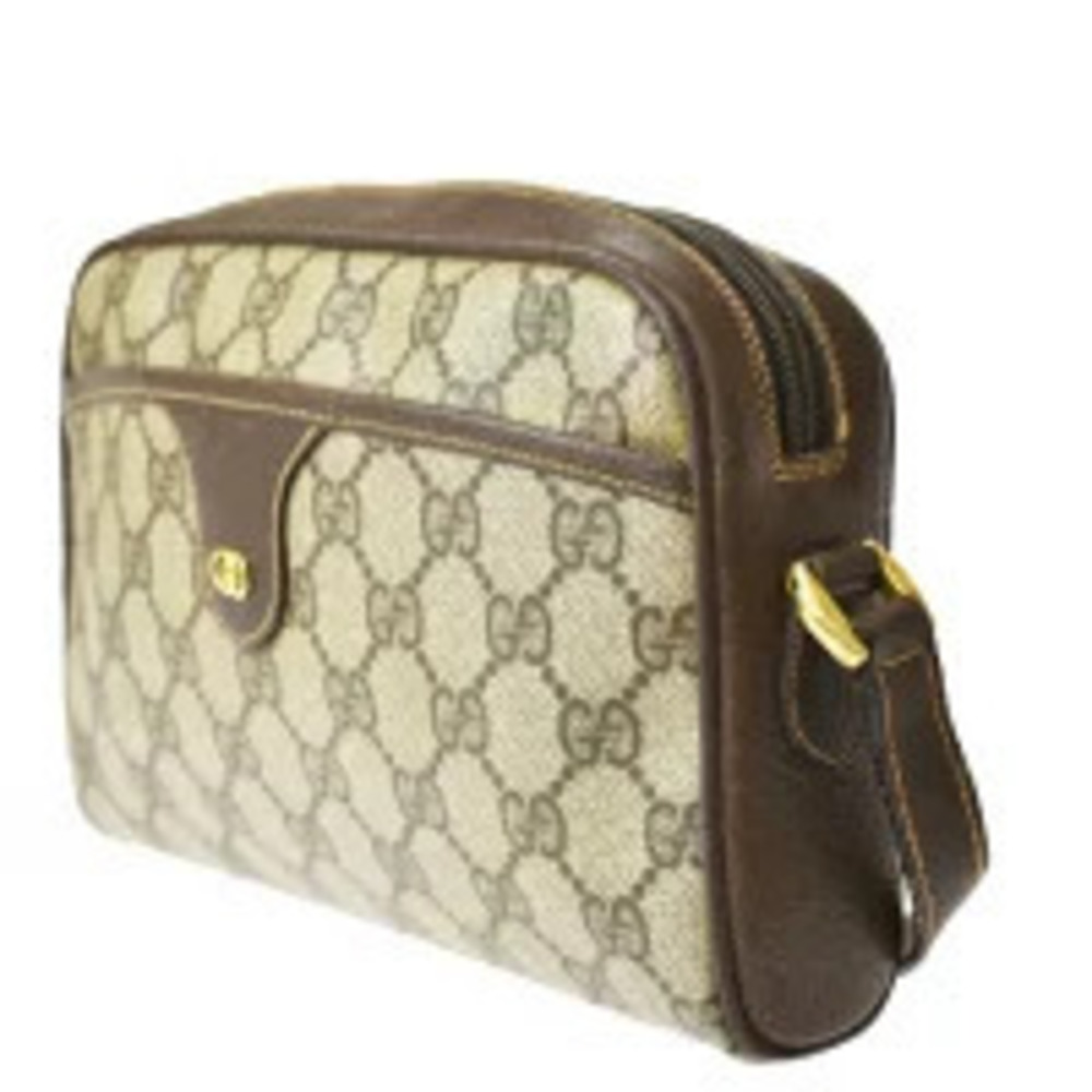 Gucci shoulder Supreme brown beige GG leather bag canvas Brown Tan